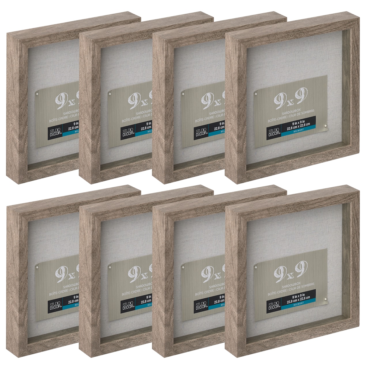 8 Pack: Gray 9&#x22; x 9&#x22; Belmont Shadow Box by Studio D&#xE9;cor&#xAE;